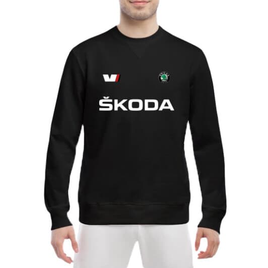 Свитшот мужской Globuspioner Skoda VIRS Big Logo спереди класический рукав чёрный