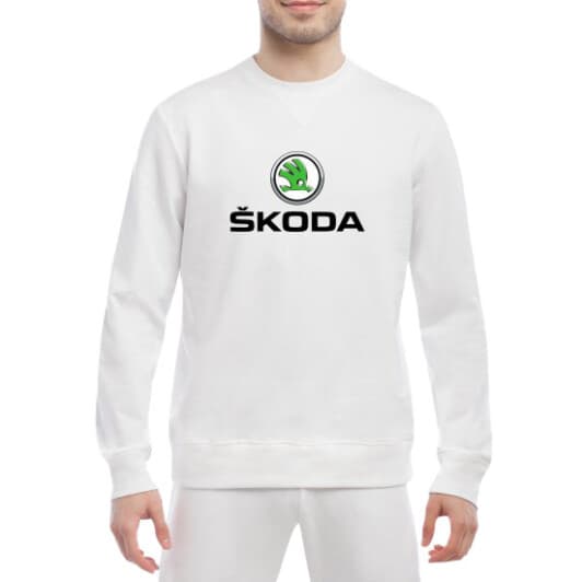 Свитшот мужской Globuspioner Skoda Big Logo спереди класический рукав белый