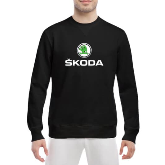 Свитшот мужской Globuspioner Skoda Big Logo спереди класический рукав чёрный