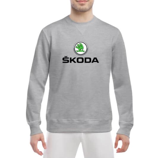 Світшот чоловічий Globuspioner Skoda Big Logo принт спереду класичний рукав сірий