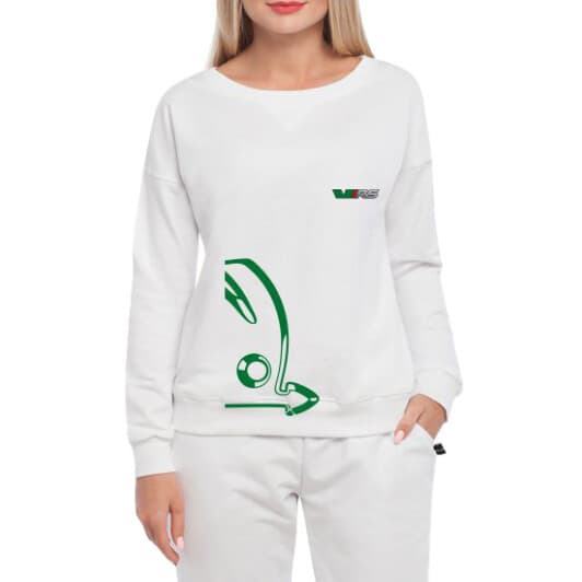 Свитшот женский Globuspioner Skoda Auto VIRS спереди спущенный рукав белый