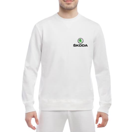 Свитшот мужской Globuspioner Skoda Mini Logo спереди класический рукав белый