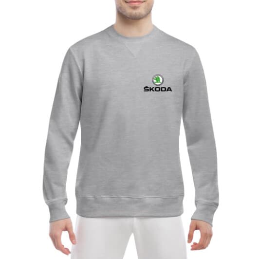 Свитшот мужской Globuspioner Skoda Mini Logo спереди класический рукав серый