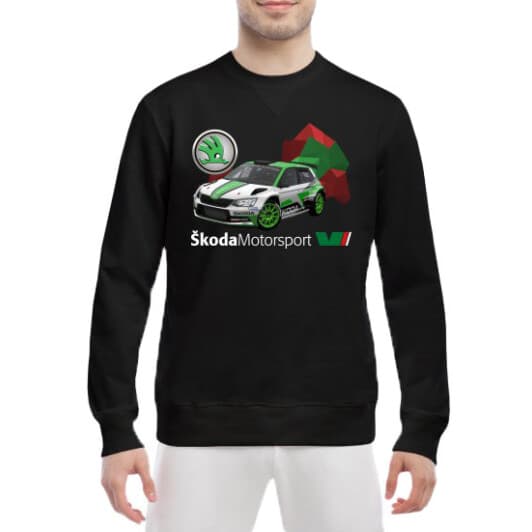 Свитшот мужской Globuspioner Skoda Fabia R5 EVO спереди класический рукав чёрный