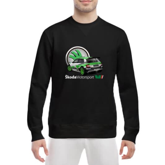 Світшот чоловічий Globuspioner Skoda Fabia R5 EVO 3 принт спереду класичний рукав чорний