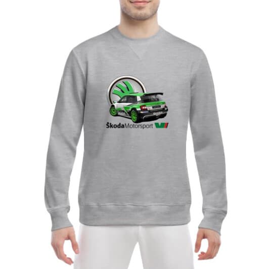 Свитшот мужской Globuspioner Skoda Fabia R5 EVO 3 спереди класический рукав серый