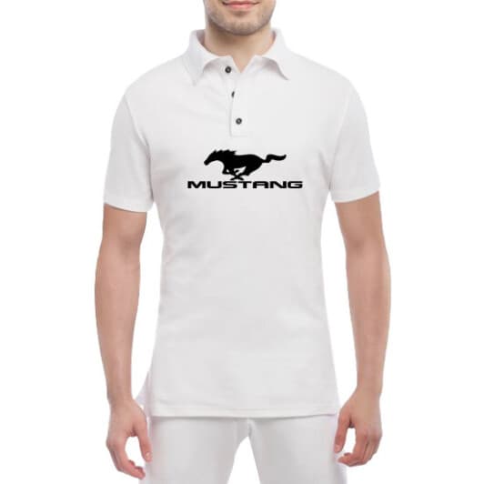 Футболка чоловіча Globuspioner поло Ford Mustang біла принт спереду