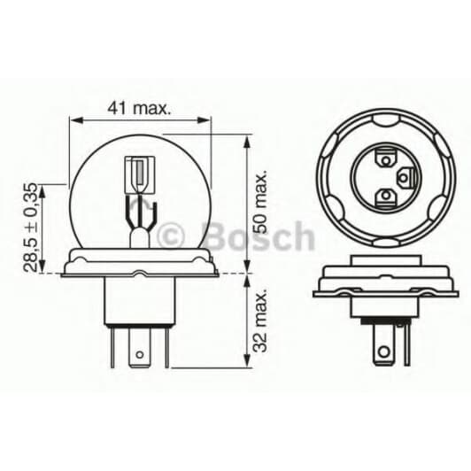 Автолампа Bosch Pure Light R2 P45t 45 W прозора 1987302023
