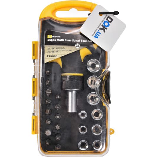 Набір бит та торцевих головок з тримачем та тріскачкою Starline NRJJ-TT25B 12 шт.