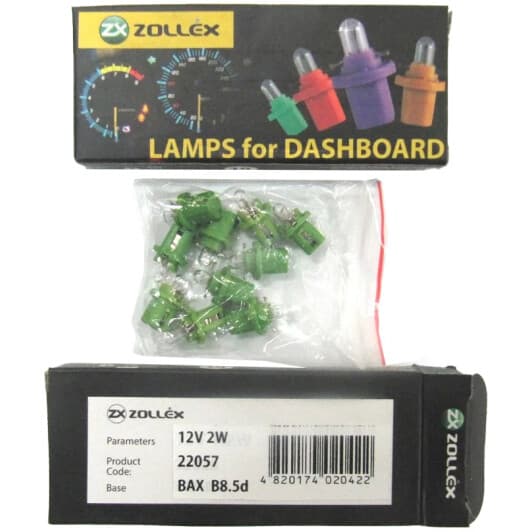 Автолампа Zollex BAX B8,5d 2 W прозрачная 22057
