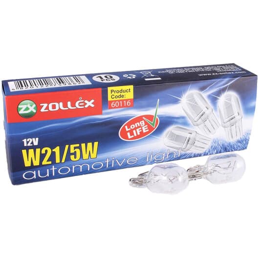 Автолампа Zollex W21/5W W3x16d 21 W прозора 60116