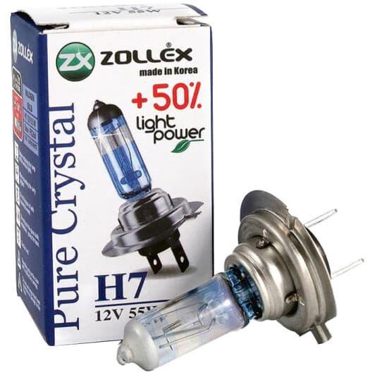 Автолампа Zollex Pure Crystal +50% Light Power H7 PX26d 55 W прозрачно-голубая 62024