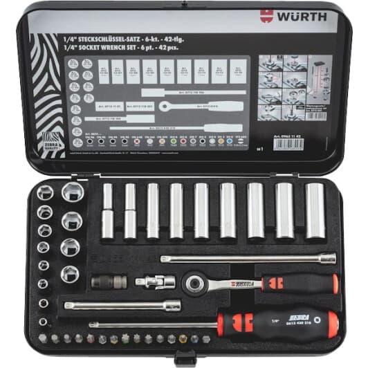 Набор торцевых головок и комплектующих Würth 09651142 (42 пр.)