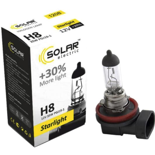Автолампа Solar Starlight +30 H8 PGJ19-1 35 W прозрачная 1208