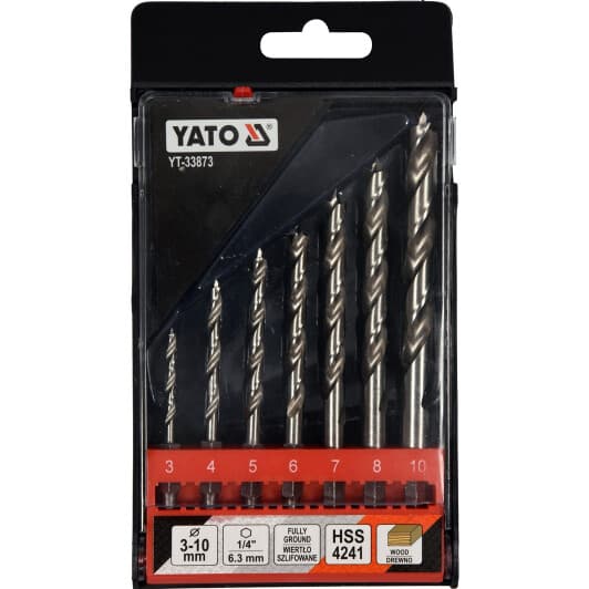 Набор сверл Yato спиральных по дереву YT-33873 3-10 мм 7 шт.