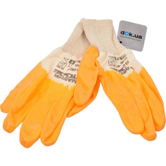 Рукавички робочі MasterTool хб з нітриловим покриттям помаранчеві, M 8" (830405S)