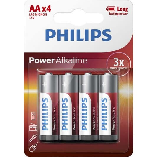 Батарейка Philips Power Alkaline LR6P4B/10 AA (пальчикова) 1,5 V 4 шт