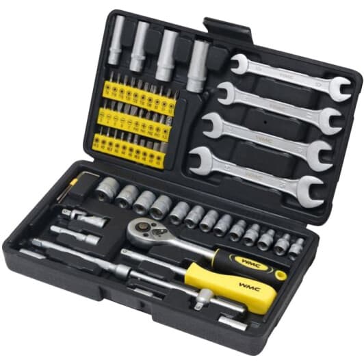 Набор бит и торцевых головок с держателем и трещоткой WMC Tools 2062 46 шт.