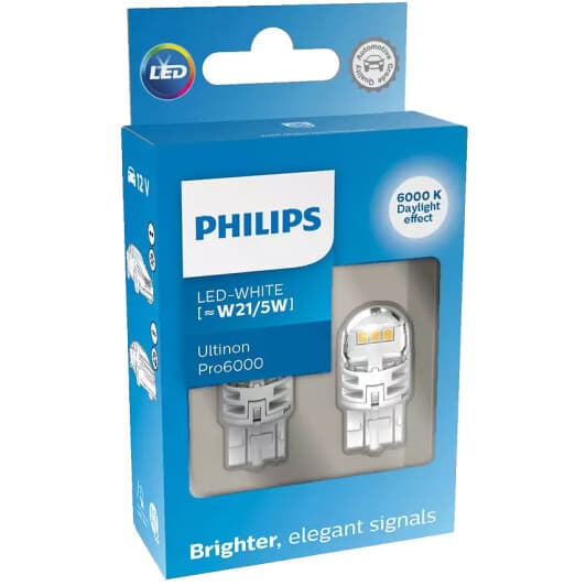 Автолампа Philips Ultinon Pro6000 W21/5W W3x16q біла 11066CU60X2