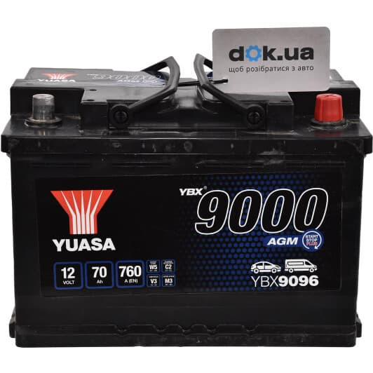 Аккумулятор Yuasa 6 CT-70-R AGM Start Stop YBX9096