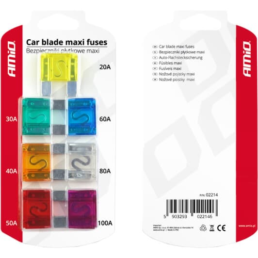 Набір запобіжників Amio 02214 FTL maxi (mega) 7 шт.