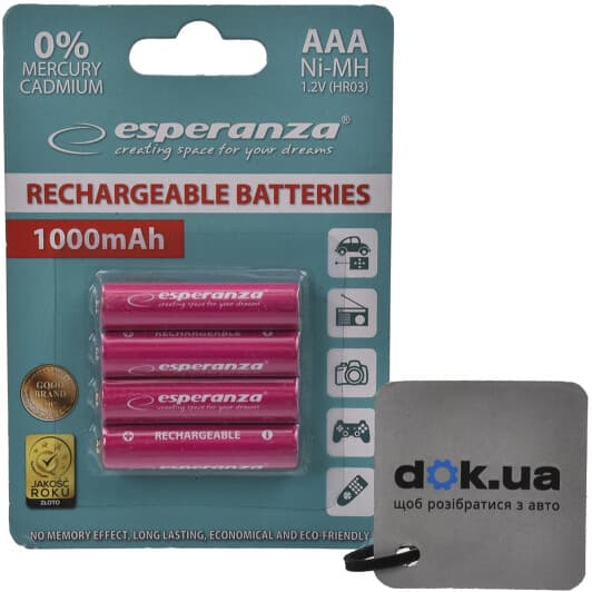 Аккумуляторная батарейка ESPERANZA EZA102R 1000 mAh 4 шт