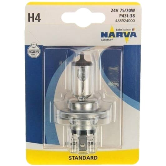 Автолампа Narva Standard H4 P43t-38 75 W прозора 488924000