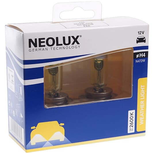 Автолампа Neolux® Weather Light H4 P43t 60 W желтая N472W2SCB