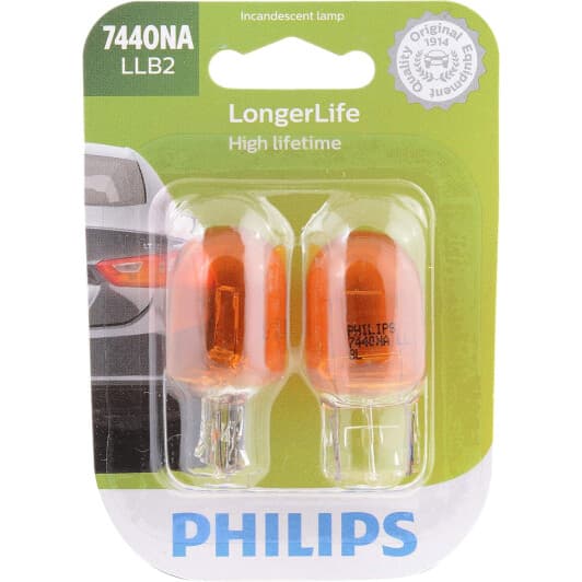 Автолампа Philips LongerLife WY21W WX3x16d 25 W оранжевая 7440NALL