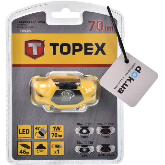 Налобный фонарь Topex 94W390