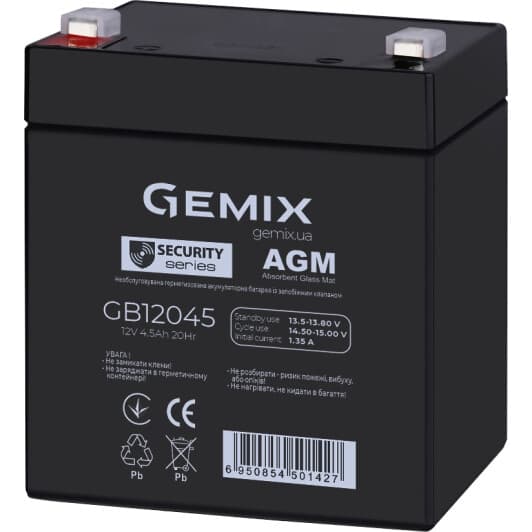 Аккумулятор для ибп Gemix GB GB12045 10630075 4.5 Ач 12 В