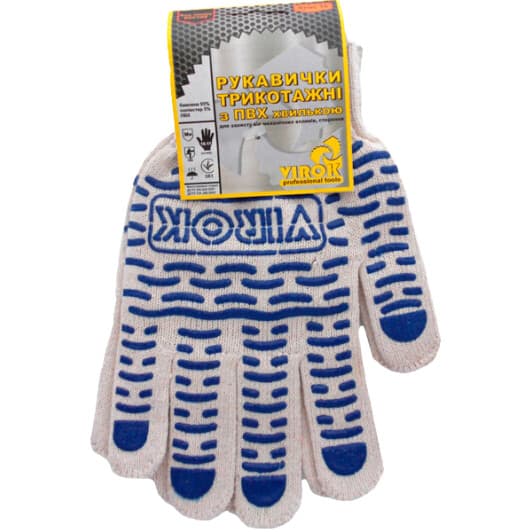 Перчатки рабочие Virok Driver Classic хб с точками ПВХ белые