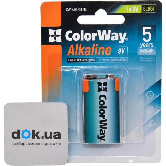 Батарейка Color Way Alkaline Power CW-BA6LR61-1BL PP3 (Krona) 9 V 1 шт