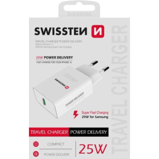 Сетевое зарядное устройство Swissten DOSWS22060300 25 Вт
