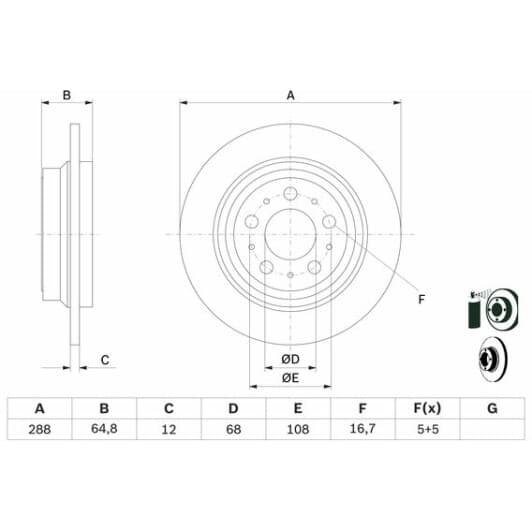 0 986 478 495 Bosch Гальмівний диск
