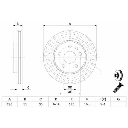 0 986 479 543 Bosch Гальмівний диск
