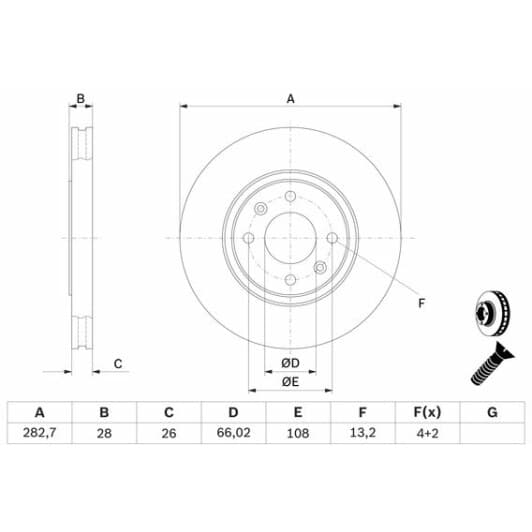 0 986 478 831 Bosch Гальмівний диск