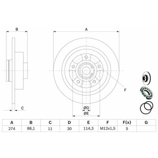 0 986 479 009 Bosch Гальмівний диск