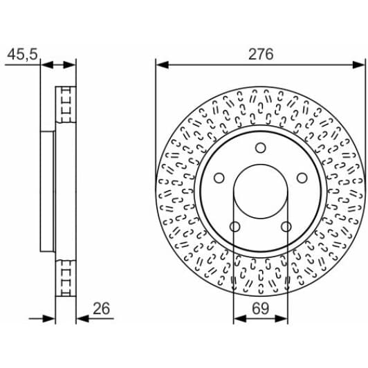 0 986 479 U40 Bosch Тормозной диск для Dodge Caliber
