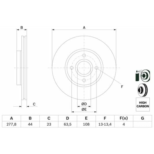 0 986 479 659 Bosch Гальмівний диск
