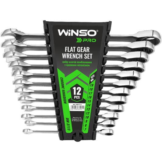 Набор ключей комбинированных трещоточных Winso Pro-Series 900212 7-19 мм 12 шт