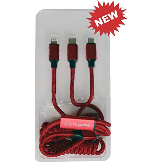 Кабель 3 в 1 Mazda USB - Apple Lightning - type-C - Micro USB 7000AI0019RD