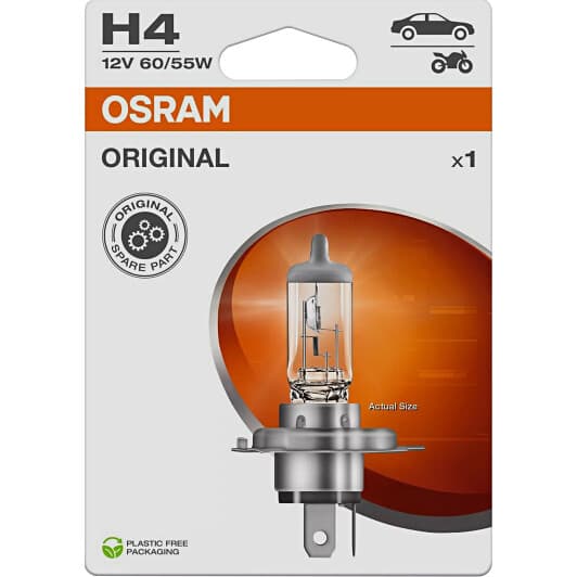 Автолампа Osram Original Line H4 P43t 60 W прозрачная 64193-1BL