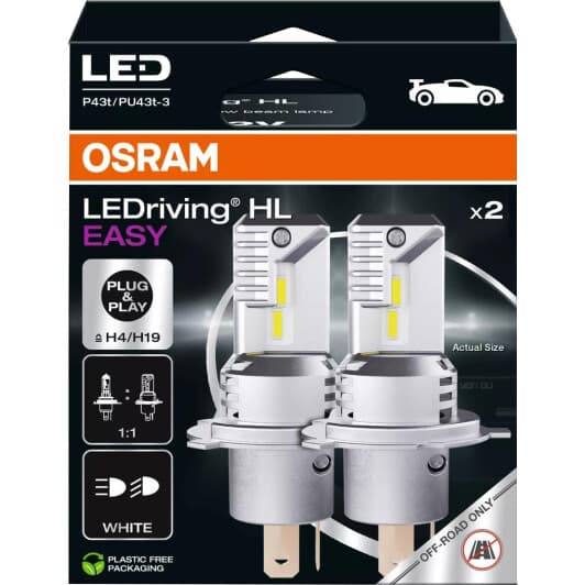 Автолампа Osram LEDriving HL Easy H4/H19 P43t 19 W 64193DWESY-2HB