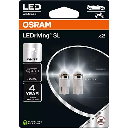 Автолампа Osram LEDriving W5W W2,1x9,5d 1 W белая 2825DWP-2BL