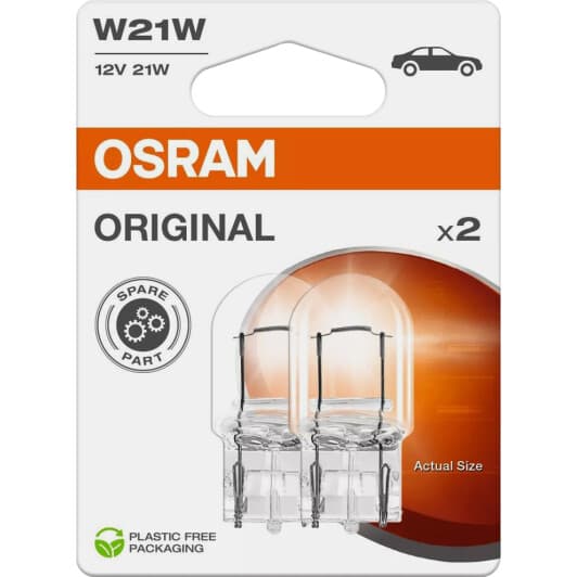 Автолампа Osram Original W21W W3x16d 21 W прозрачная 7505-2BL