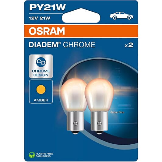 Автолампа Osram Diadem Chrome PY21W BAU15s 21 W помаранчева 7507DC-2BL