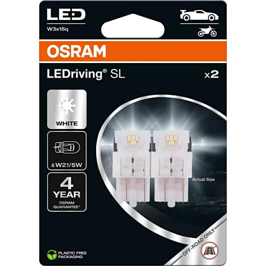 Автолампа Osram LEDriving W21/5W W3x16q 1 W белая 7515DWP-2BL