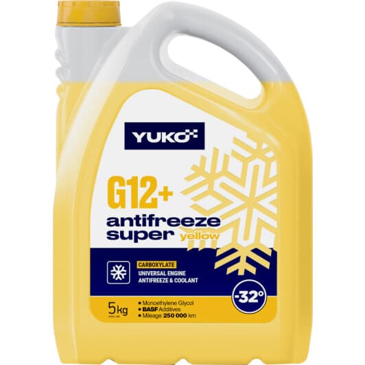 Yuko Super G12+ желтый -32 °C, 5 л (023723) готовый антифриз