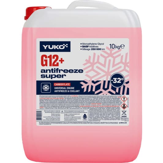Yuko Super G12+ красный -32 °C, 10 л (024659) готовый антифриз
